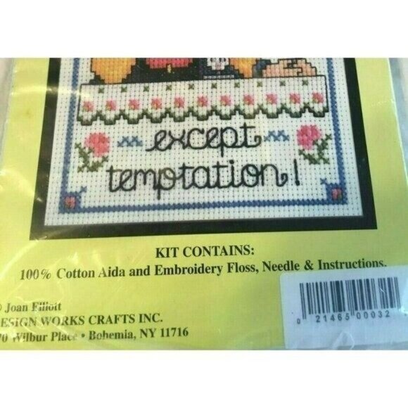 Cross Stitch Kit Design Works Temptation I Can Resist Anything 9753 5 x 7 VTG - Picture 4 of 6
